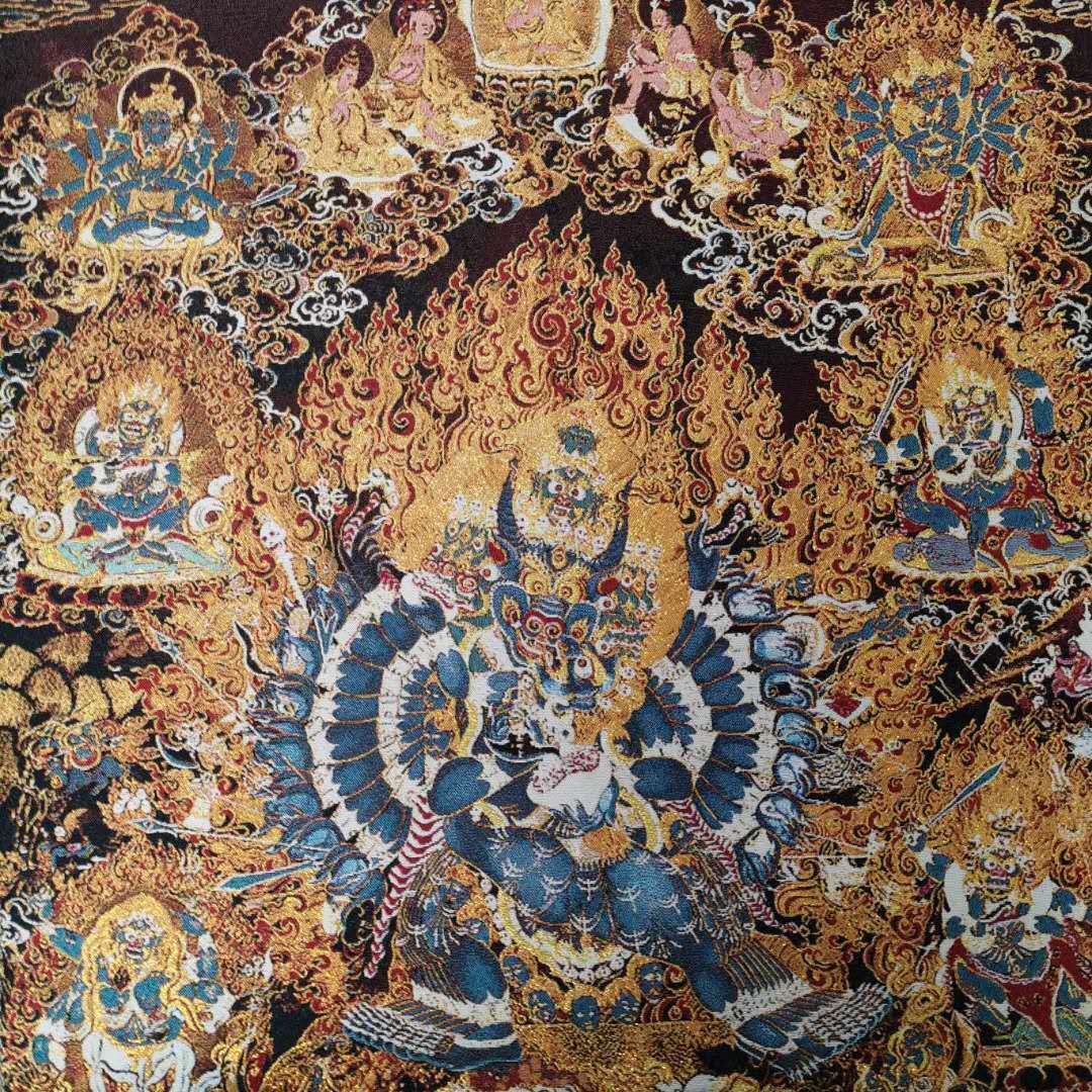 36″ Tibet Tibetan Cloth Silk Buddha Yamantaka Tangka Thangka Mural 23654