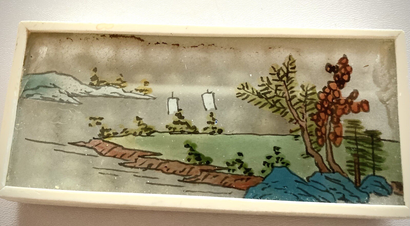 Interesting Unique Small Reverse Painted Chinese Abacas-Glass/Bovine Bone?VINT.