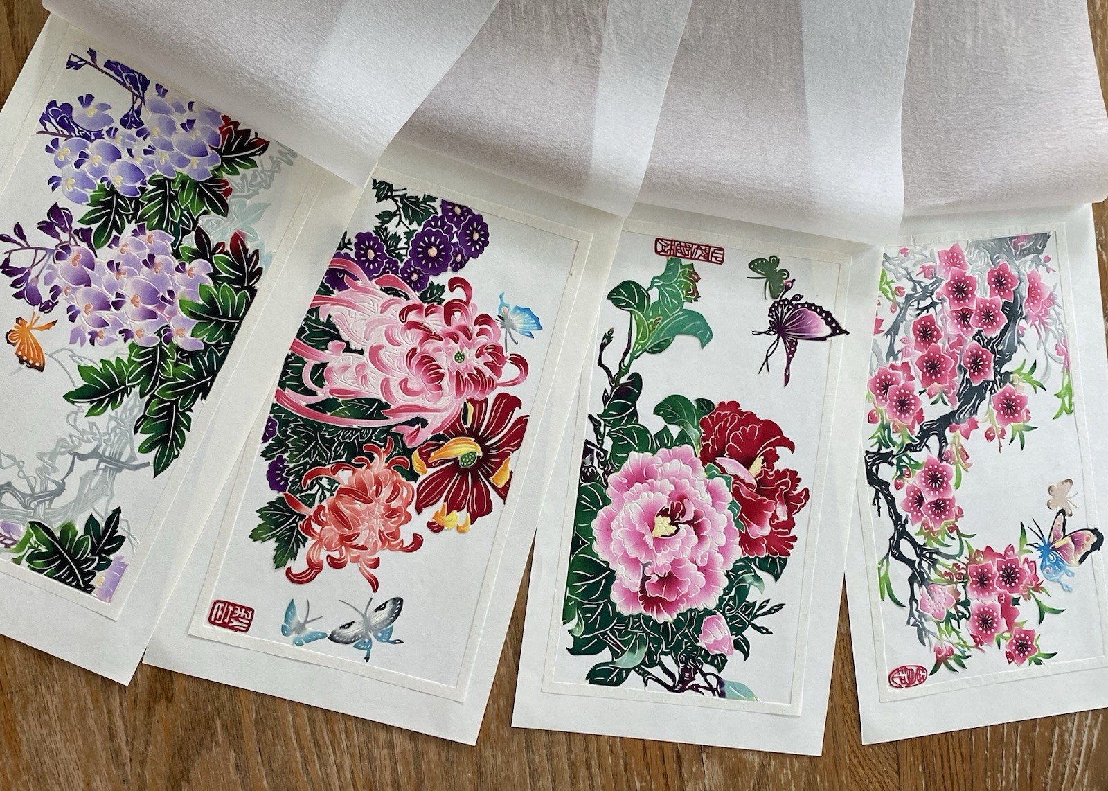 Vintage 1980’s Chinese Cut Paper Florals From Epcot China