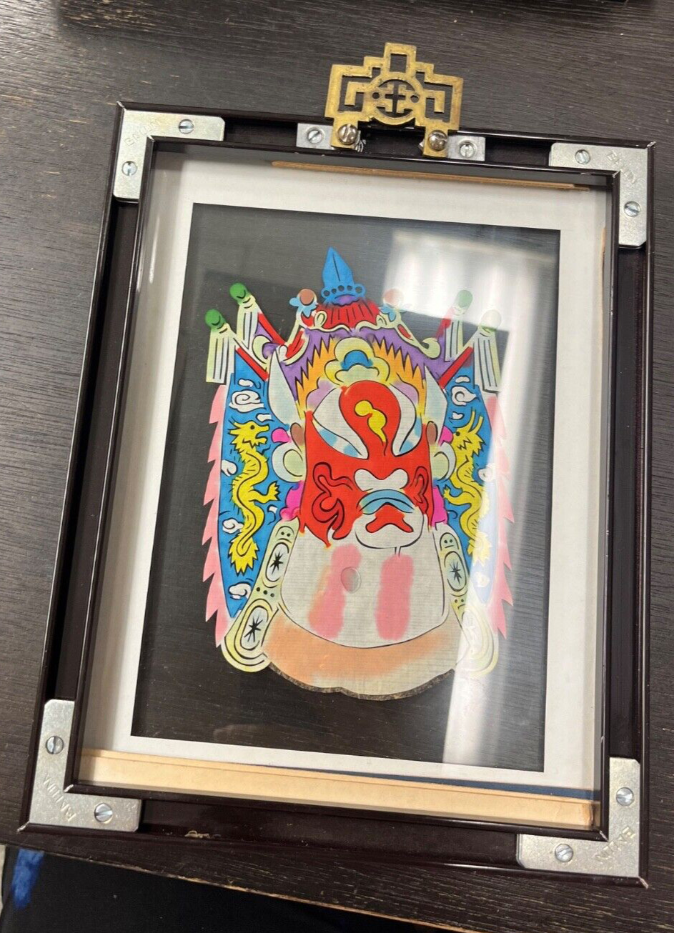 Six (6)- Vintage handcrafted Chinese Paper-Cutouts Framed Under Glass