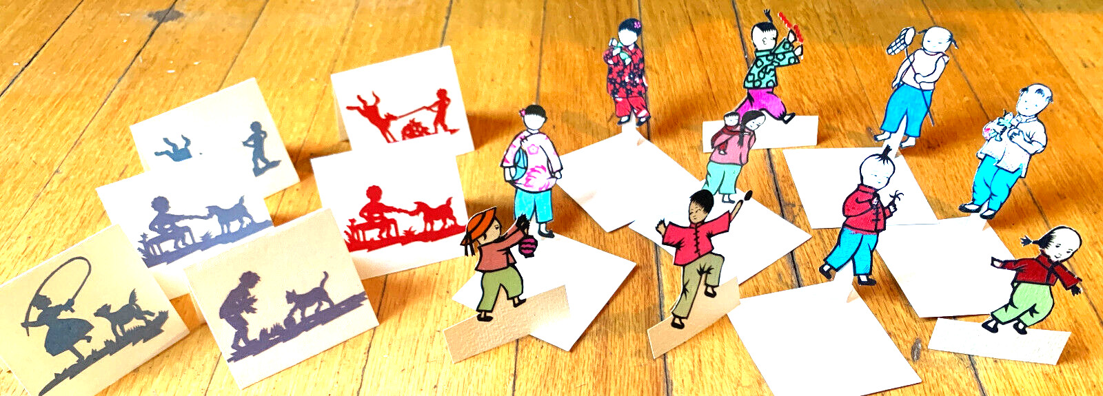 RARE OOAK 1950s Chinese Hand Made Silk Paper Children’s Toy Dolls Cards China