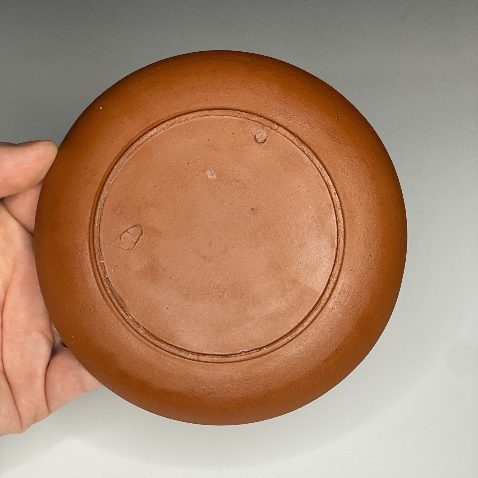 Vintage 20th C. 5″ Yixing Red Ware Pottery Tea Plate Saucer Nappy Asian Chinese