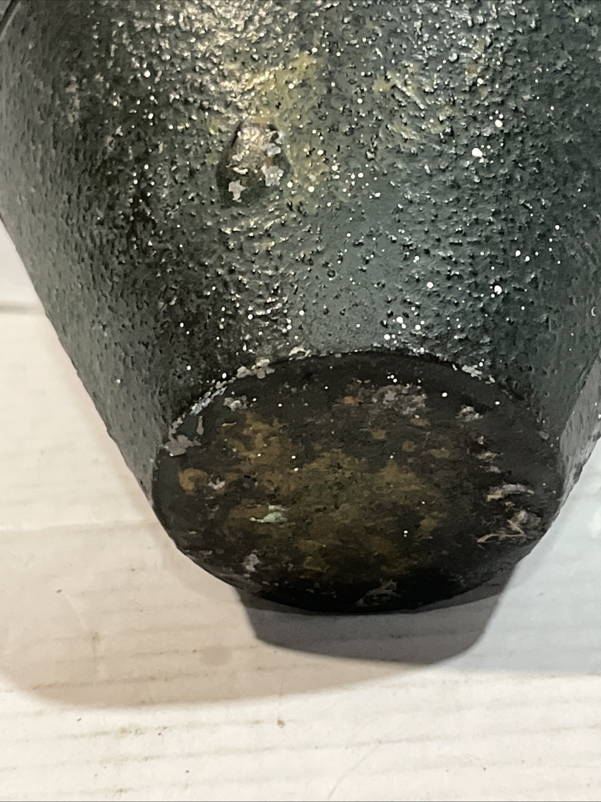 Chinese Stone Cast Vase Metal Decorated Design Iron? Asian Flowers Motif