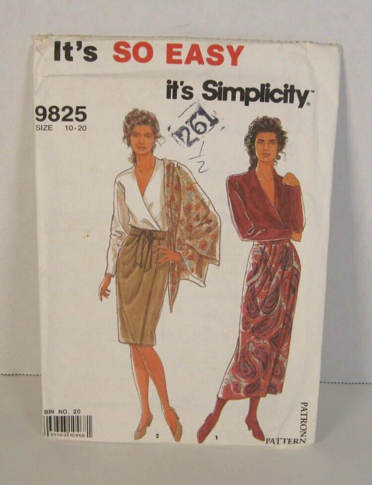 Simplicity It’s So Easy 9825 Wrap Skirt, Sash Misses 10-20 Pattern Uncut