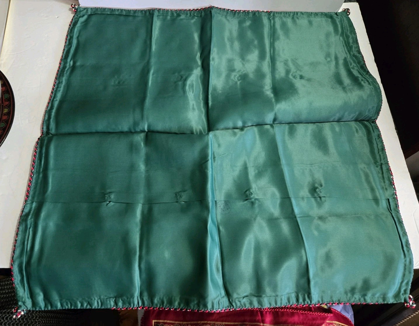 SET OF 2 Vintage Chinese Silk Brocade Pillow Covers – Vert GREEN Landscape 21″