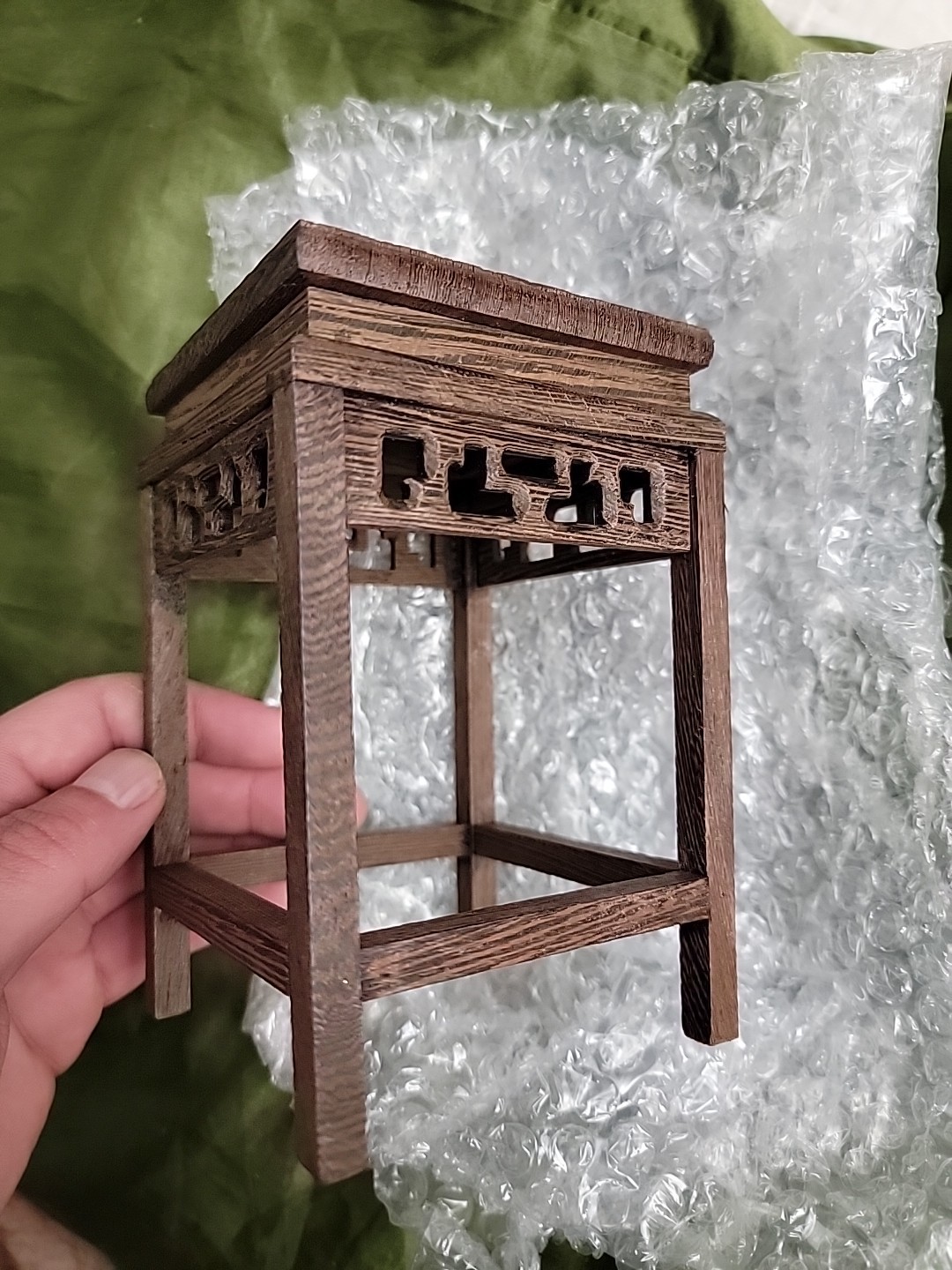 Natural Wenge Wood Display Rack Tank Vase Stone Pot Statue Art Stand Decor
