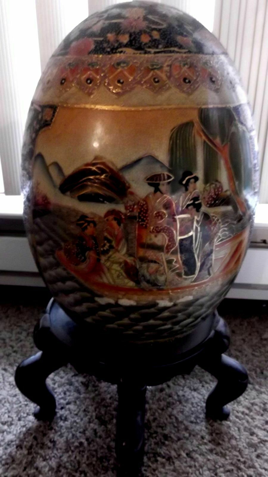 Vintage Chinese Asian Black Lacquer Finish Display Stand Holder Vase Lamp Base