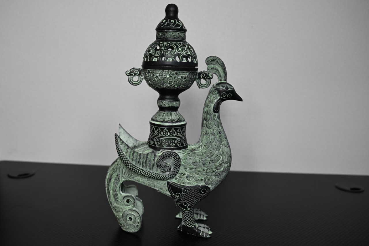 Chinese Bronze Ornament Incense Burner Phoenix Bird Statue*replica #V080