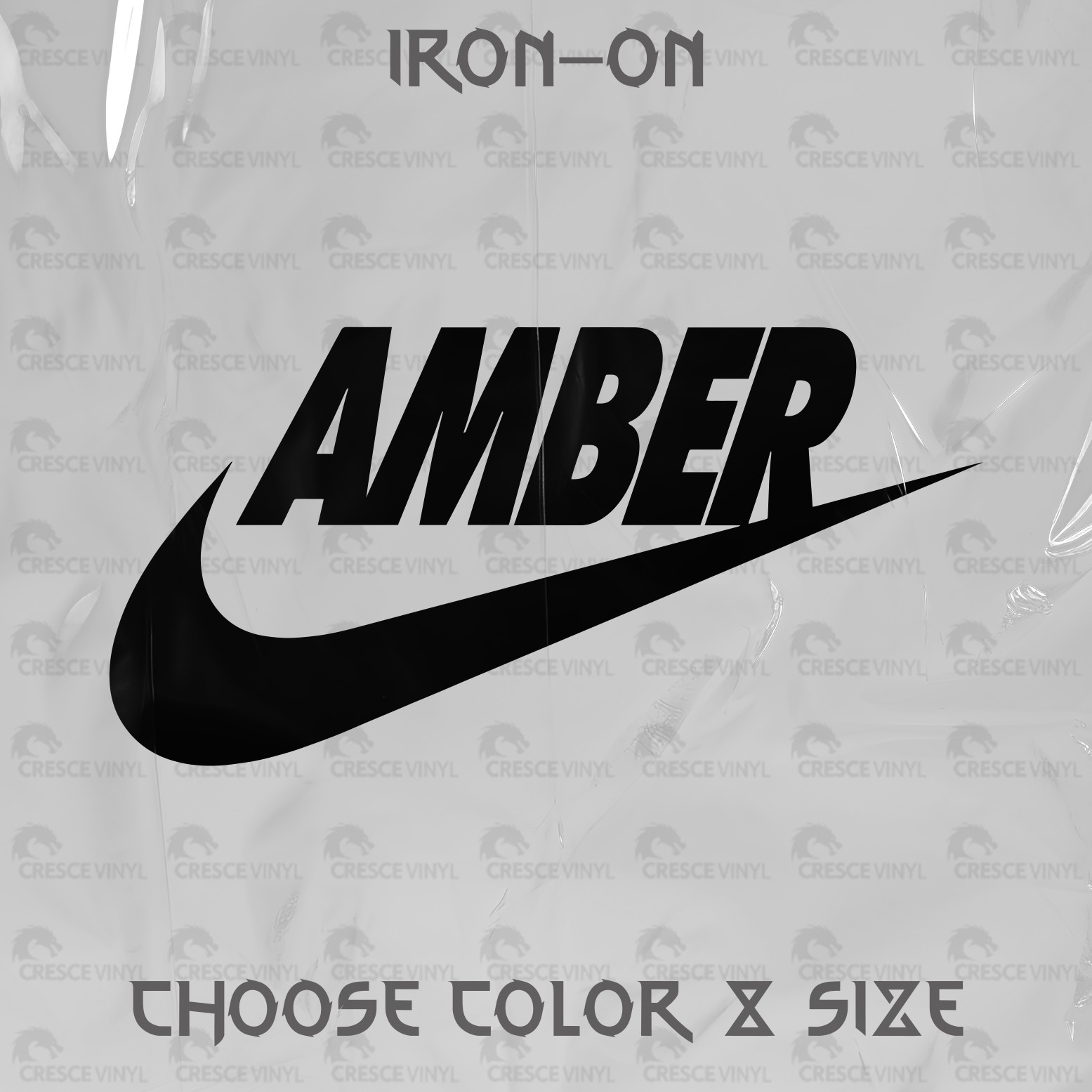 AMBER Ready to Apply DIY Made to Order Iron On Custom Vinyl Decal any color