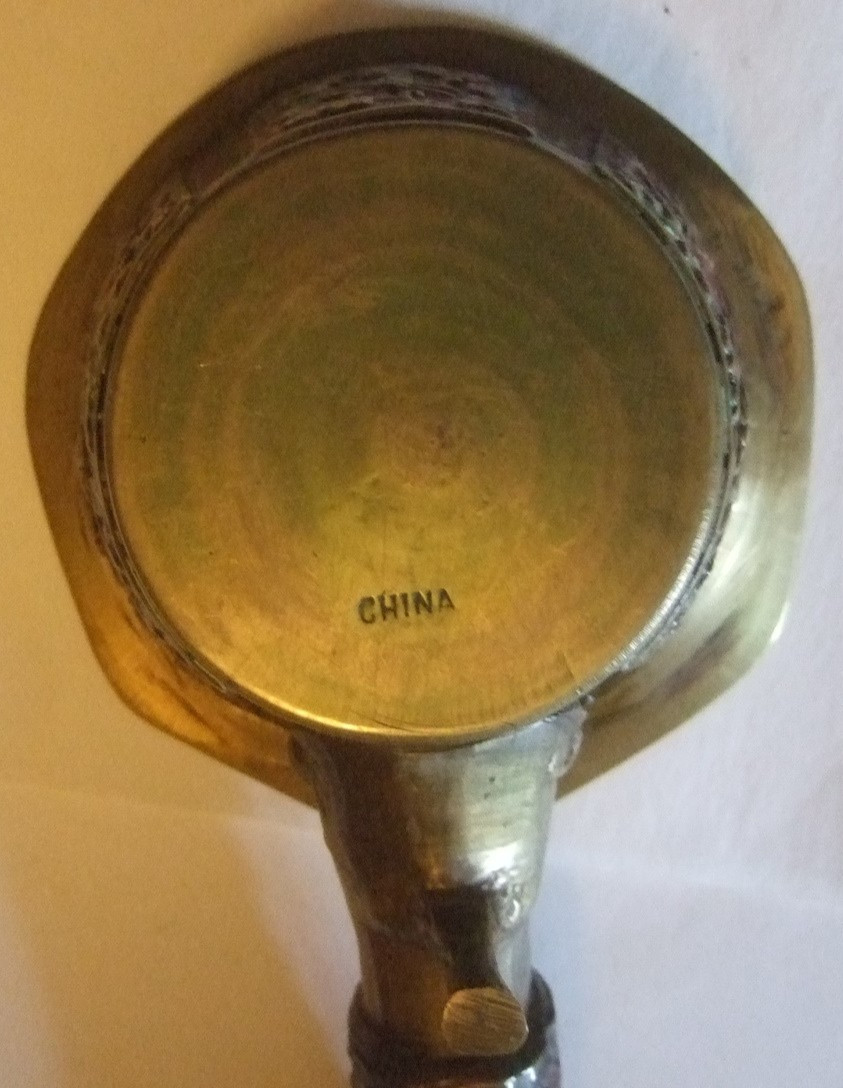 Chinese Brass Enamel Ashtray Estate Heirloom