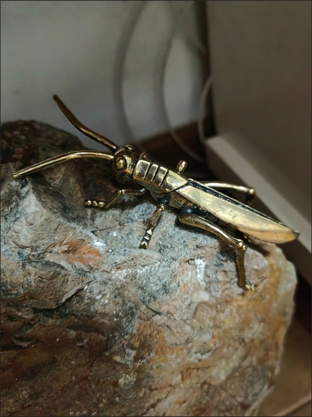 Brass Locust Ornament Vintage Copper Tea Pet Desktop Decor Collectible