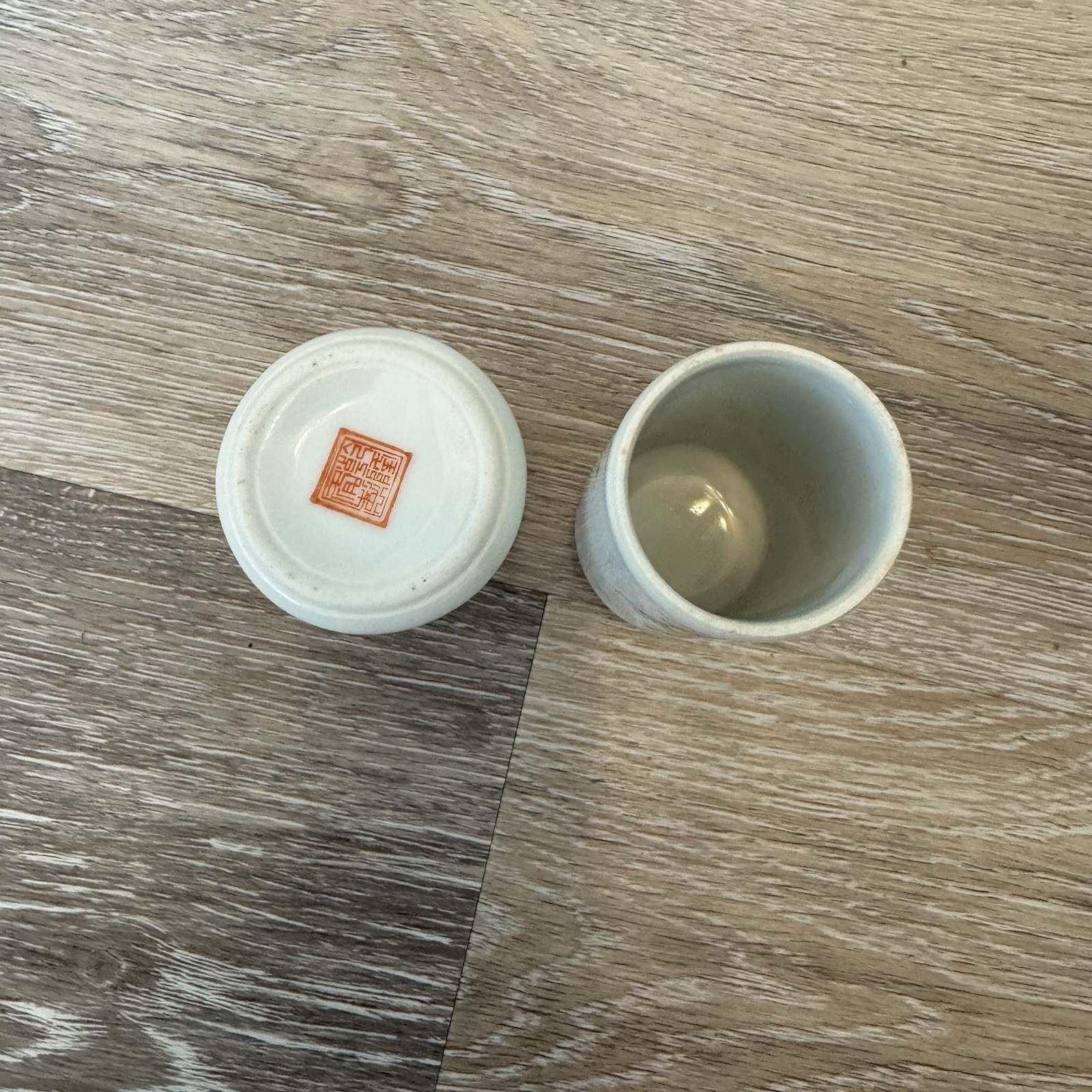 Vintage Chinese Porcelain Two Piece Toothpick Holder