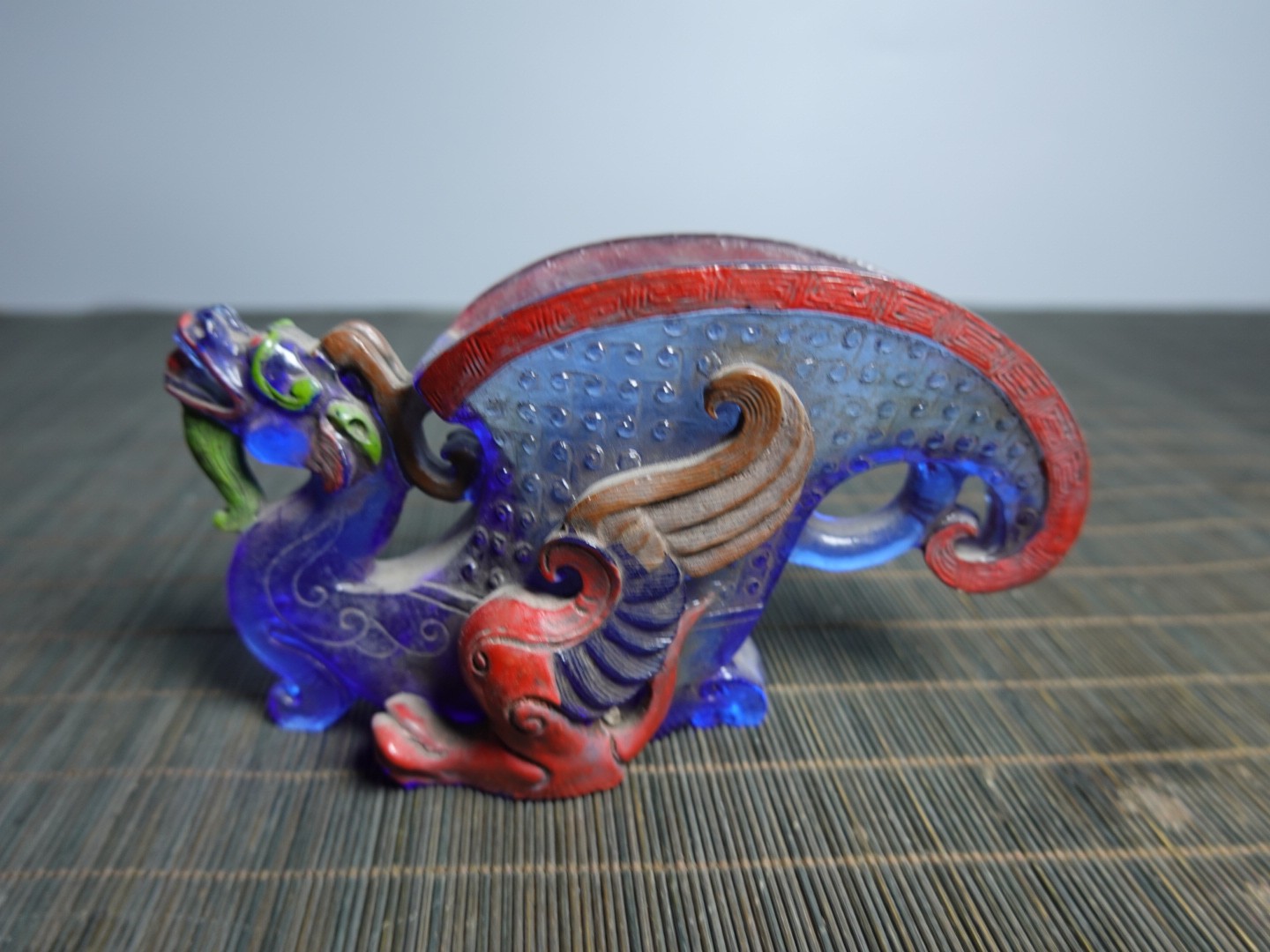 5.5″ Collect Old China Coloured Glaze Painted Dragon-shaped Gong Wine Vessel Cup