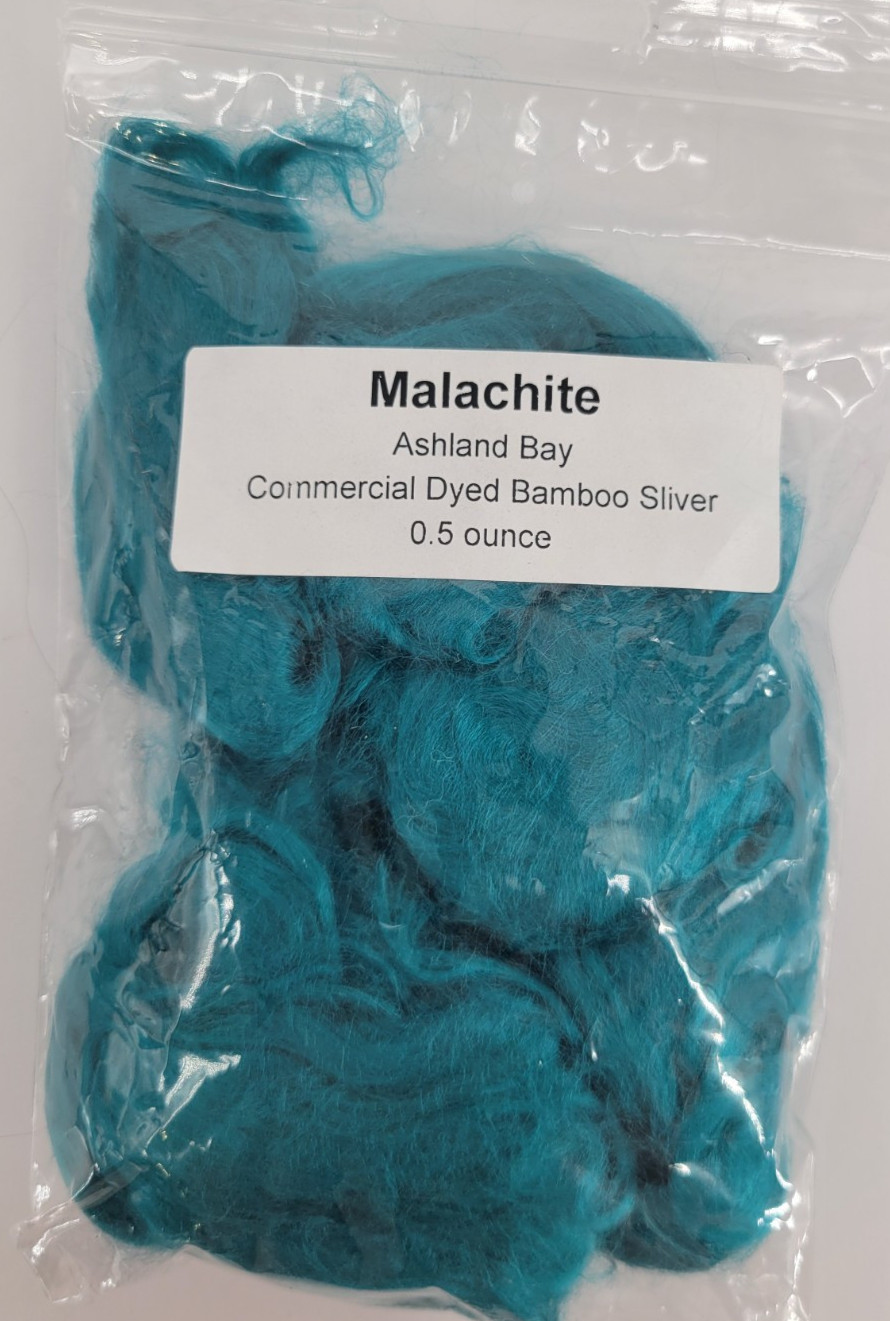 Bamboo Silver Fiber Dyed Malachite 0.5 ounce Spinning Felting