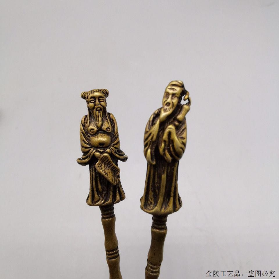 Eight Immortals Brass Spoon Set Vintage Bronze Medicine Spoon Chinese 8PCS