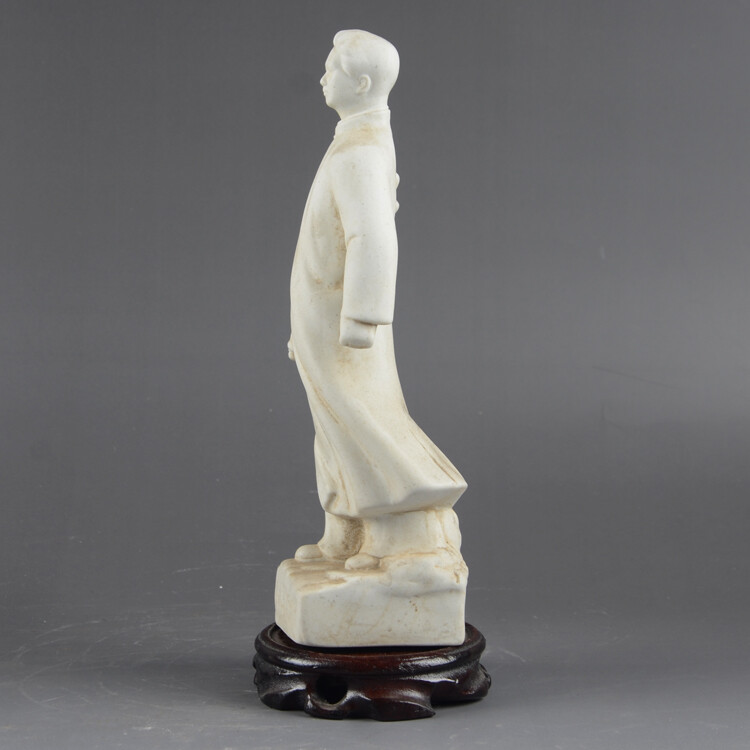 9″ Collect China White Porcelain Mao Zedong Chairman Mao Great Leader Statue