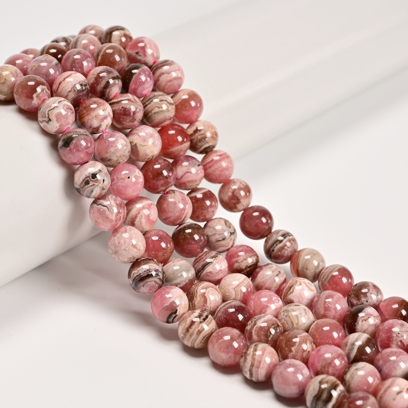 Natural Grade A Rhodochrosite Smooth Round Beads Size 6mm 8mm 10mm 15” Strand