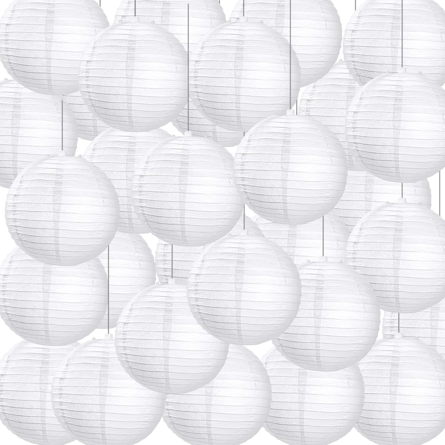 30 Pack White Chinese Japanese Paper Lanterns Decorative Hanging round Paper Lan