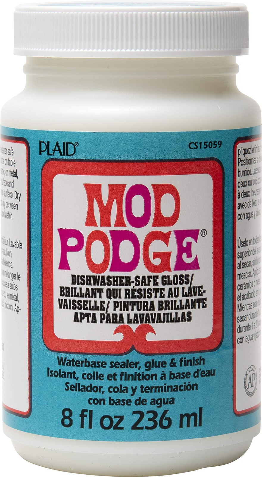Mod Podge Dishwasher Safe Waterbased Sealer, Glue and Finish 8 Ounce, Clear