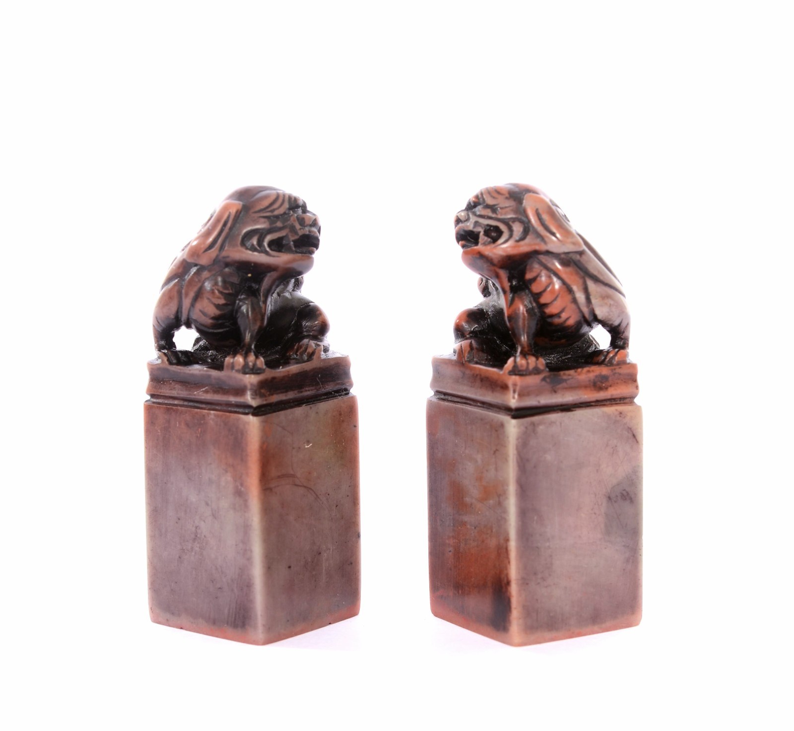 Vintage Chinese Soapstone Carved Carving Fu Foo Lion Dog Seal Chop