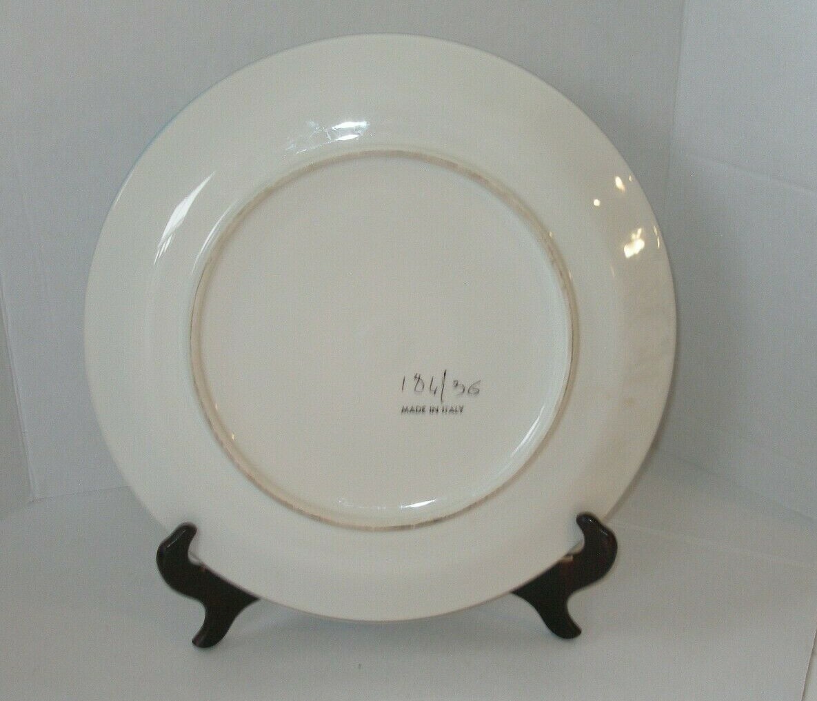 Colorful Decorative Plate Sunburst Ceramic Made in ITALY & Wood Stand Vintage