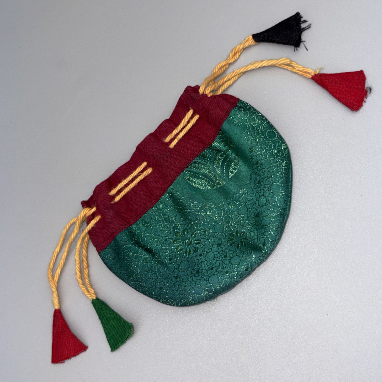 Vintage Chinese Silk Brocade Drawstring Jewelry Pouch & Wine Bottle Gift Bag Lot