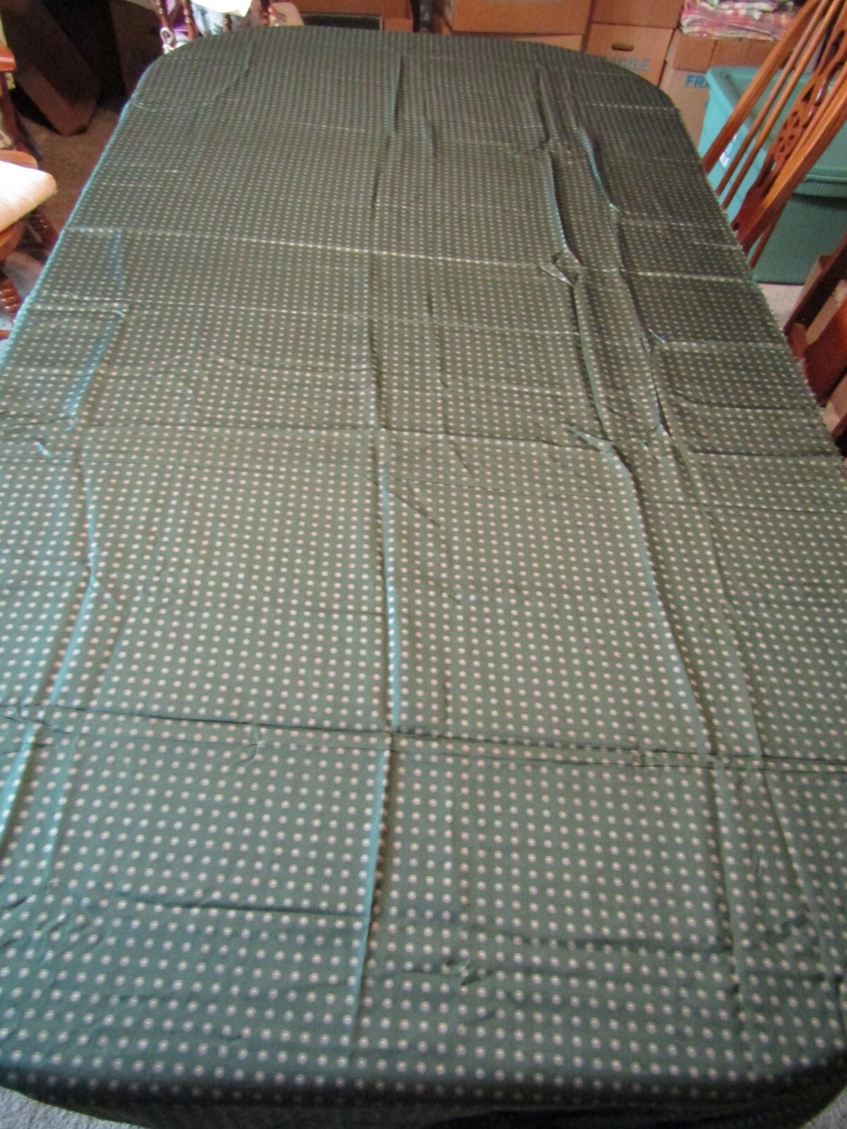 VTG Polyester blend Green polka dot fabric 5yds 20″ long X 42″ wide M49