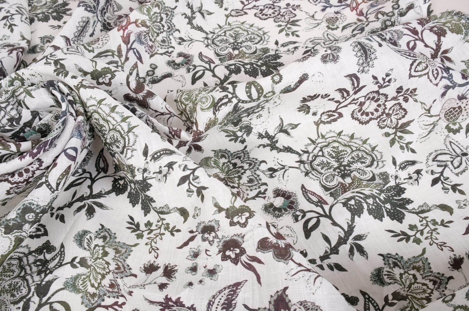 Pure 100% LINEN flower Washed Soft Fabric 190gsm Flax Clothing fashion floral