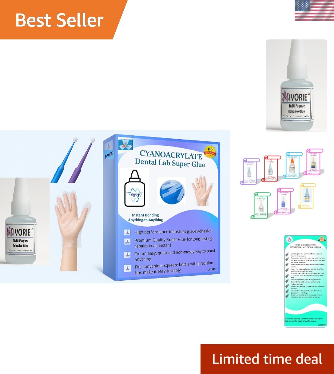 Super Glue Cyanoacrylate Gel – 0.7oz for Instant Bonding & Dental Applications