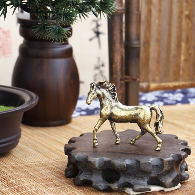 Solid Brass Steed Figurine Pure Copper Horse Desktop Ornament