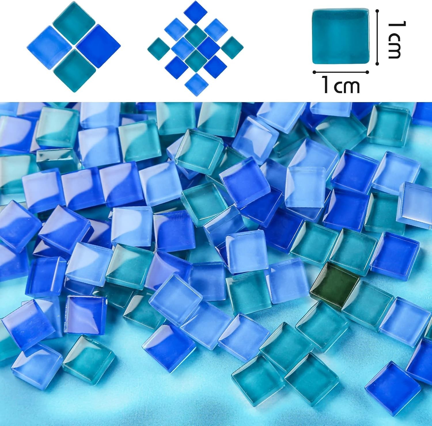 Glass Mosaic Tiles 2.2LB 4 Shapes Stained Glass Pieces for DIY Crafts Home Decor