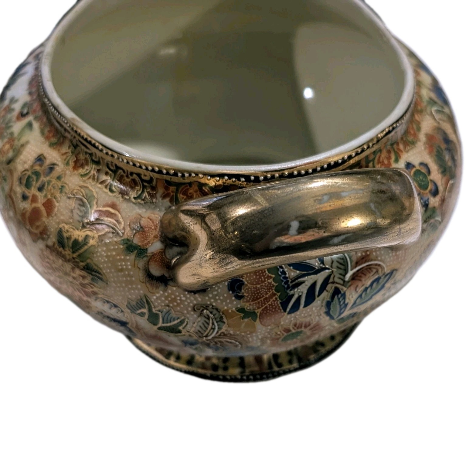 Large 14.5″ Gilded Vintage Chinese Tureen Birds Floral