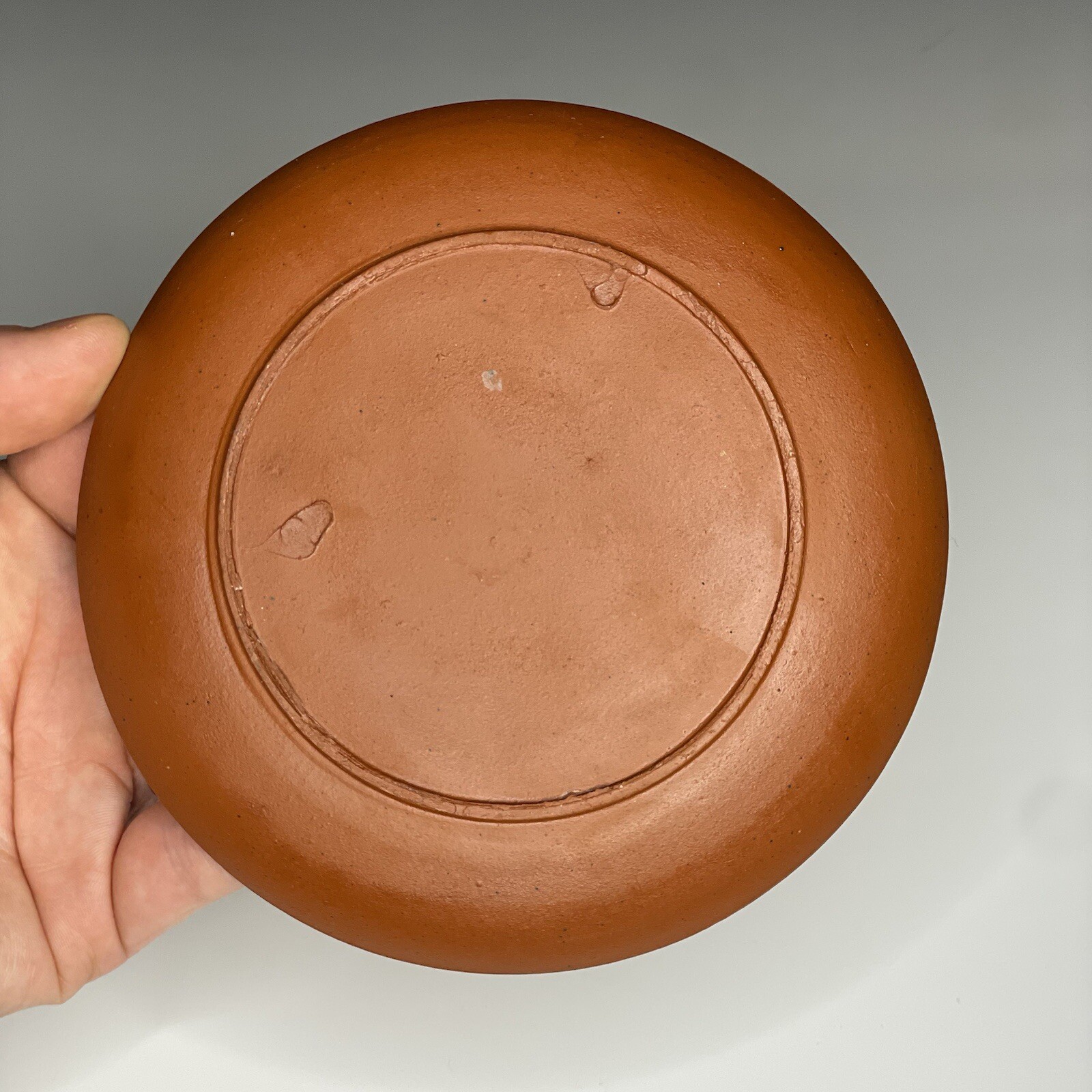 Vintage 20th C. 5″ Yixing Red Ware Pottery Tea Plate Saucer Nappy Asian Chinese