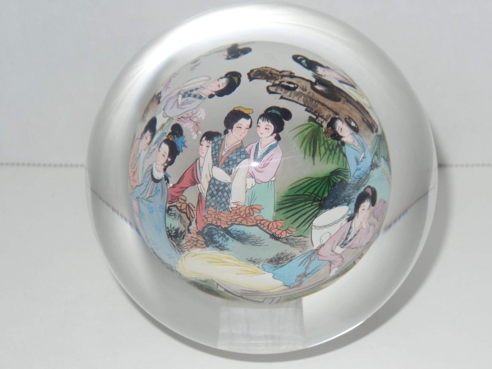 Vintage Chinese Hand Painted Reverse Art 4.5″ Glass Globe