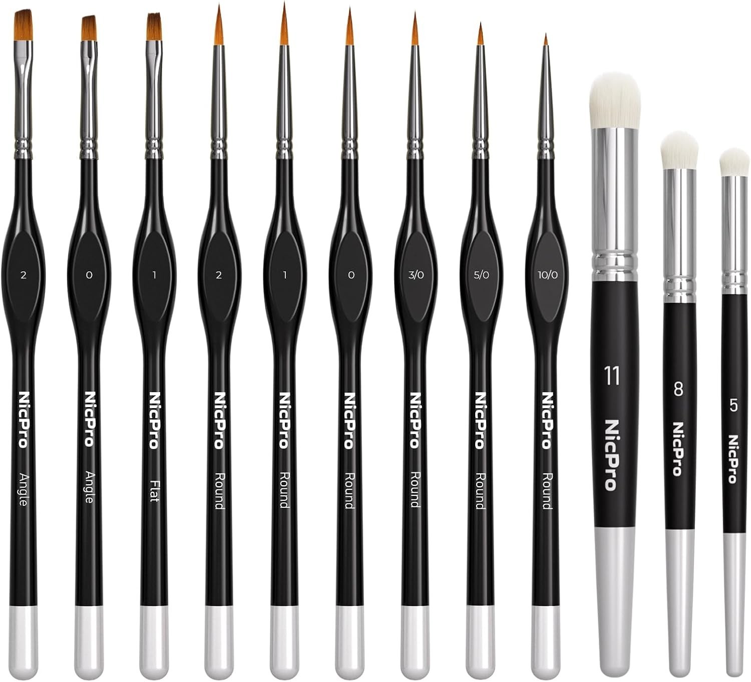 Nicpro Miniature Paint Brushes & Dry Brush – 12PCS Model Paint Brush Set for Acr