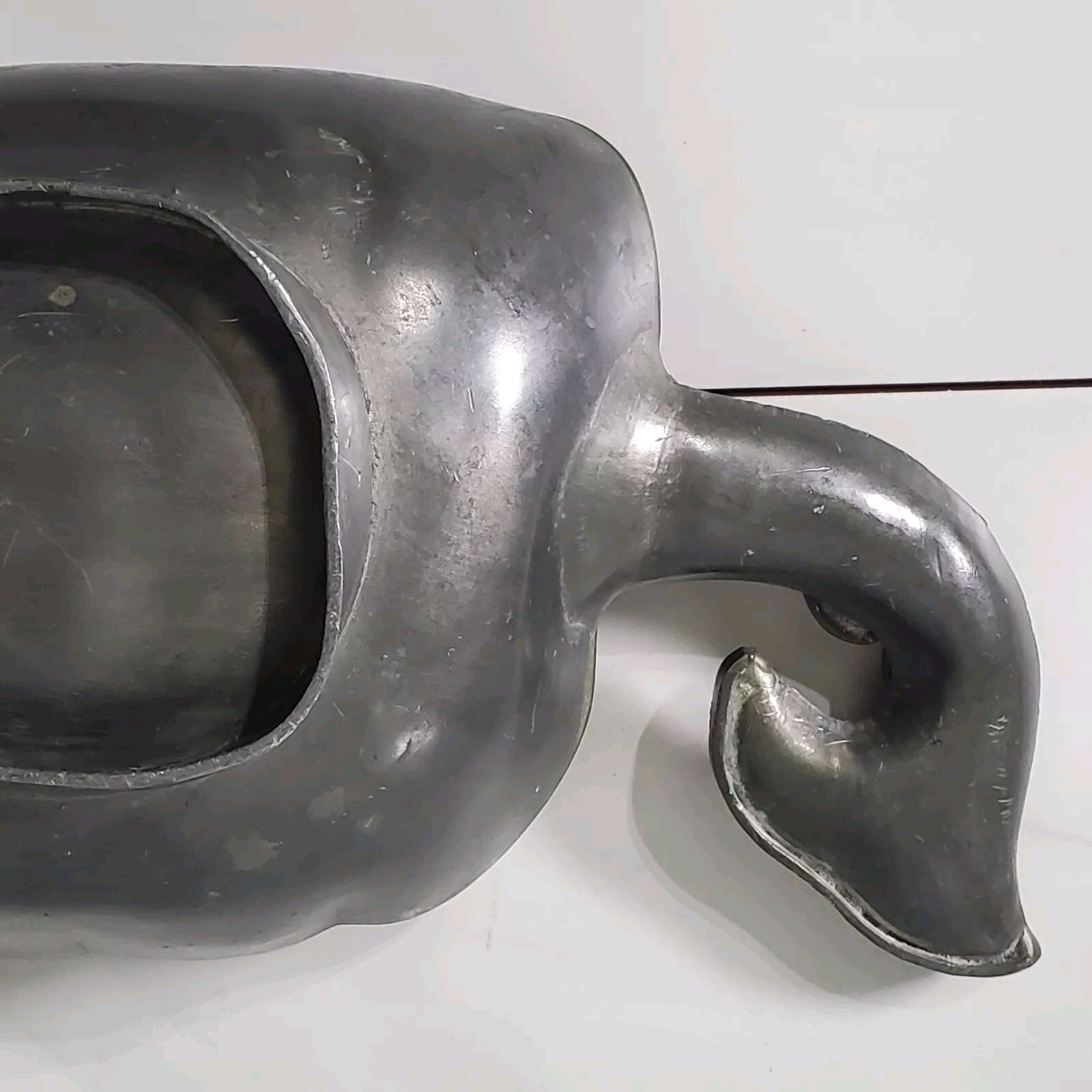 Vintage Chinese Pewter Etched Leaf Shape Tray with Semi-Precious Stones