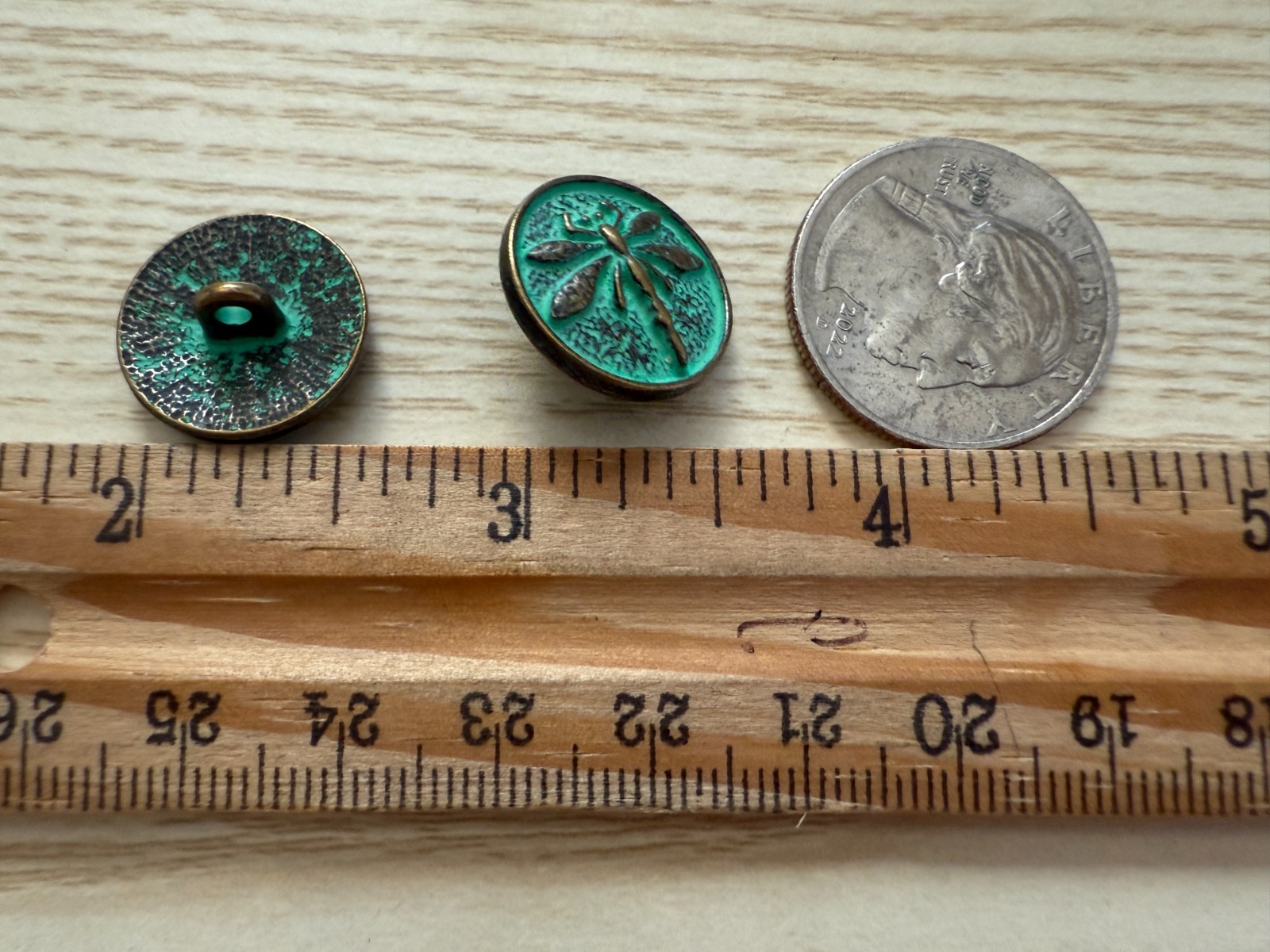 10PC Antiqued Copper Patina Dragonfly Metal Buttons Crafts Shank Button 17mm