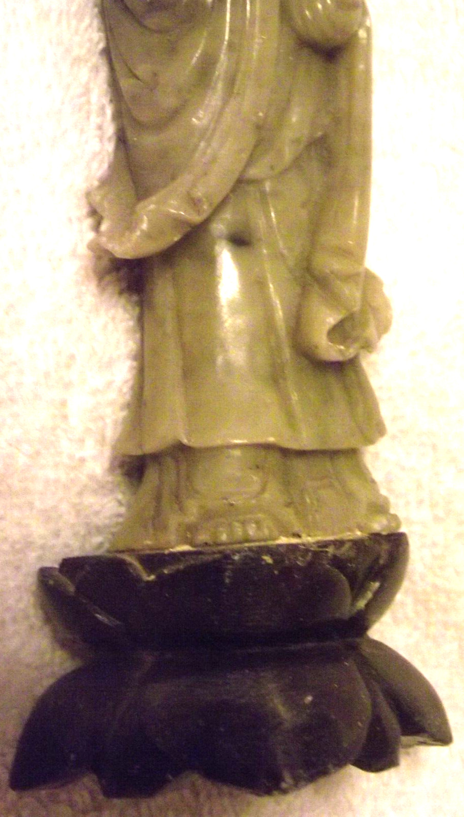 Vintage Chinese Hand Carved Jadeite Statue Figurine Woman w/Jug on Pedestal S