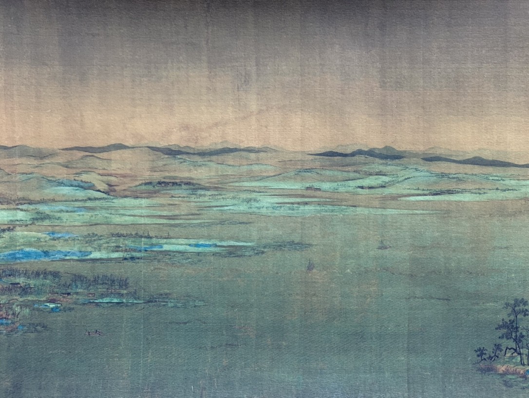 Vintage Antique Chinese Scroll Painting Thousand Li Rivers Mountains Xuan Paper