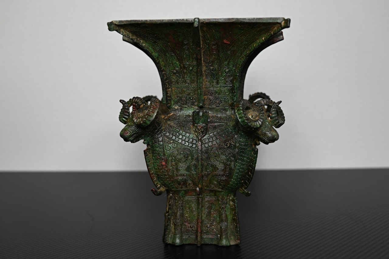 Chinese Bronze Ornament Relic Four-ram Square Zun Fangzun *replica #V078