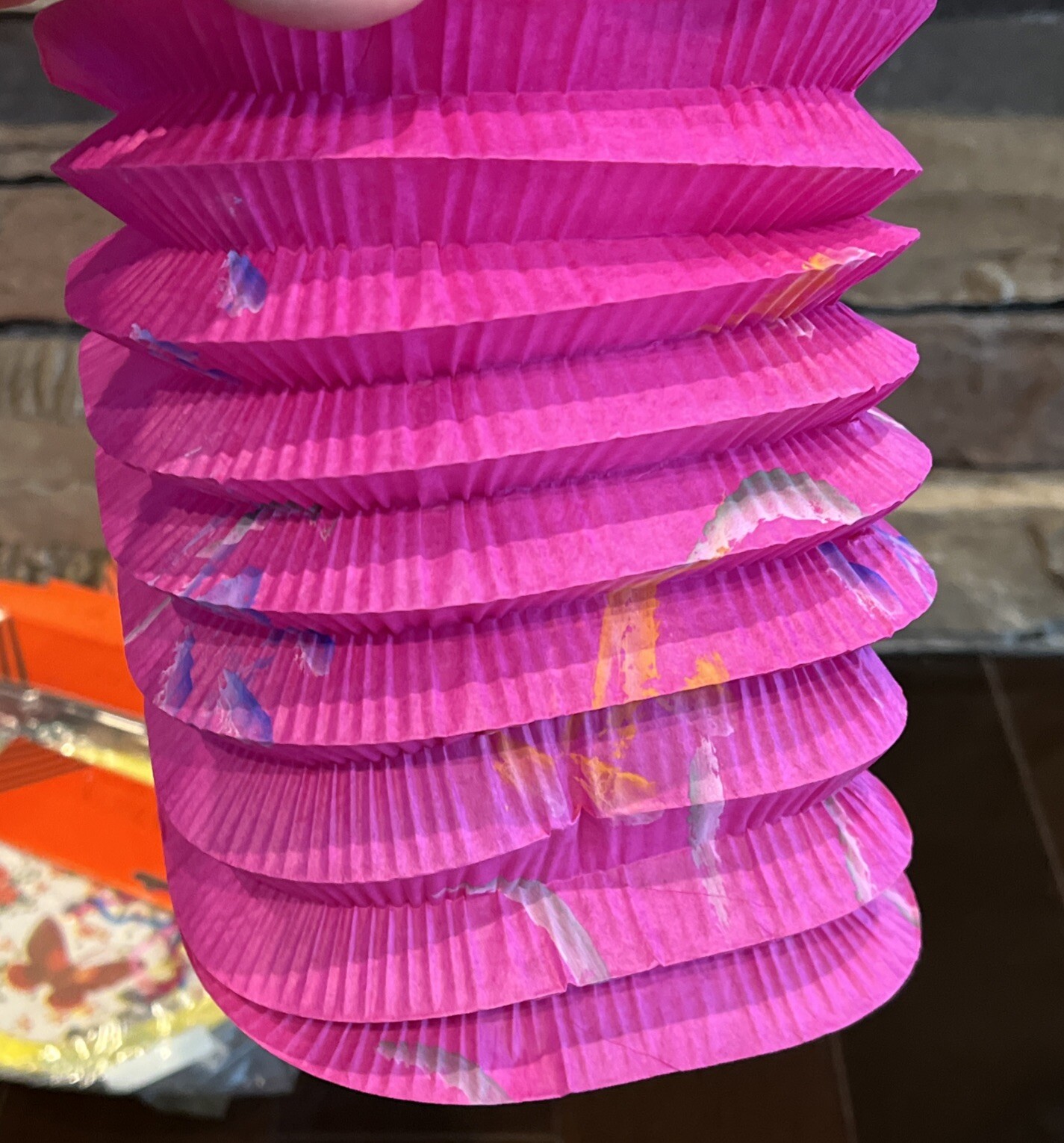Vintage Small Chinese Paper Lanterns Butterflies & Flowers Sealed Lot Of 8