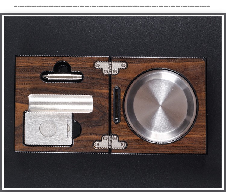 Wood Ashtray With Metal Rests Two Slot Large Home Ashtray