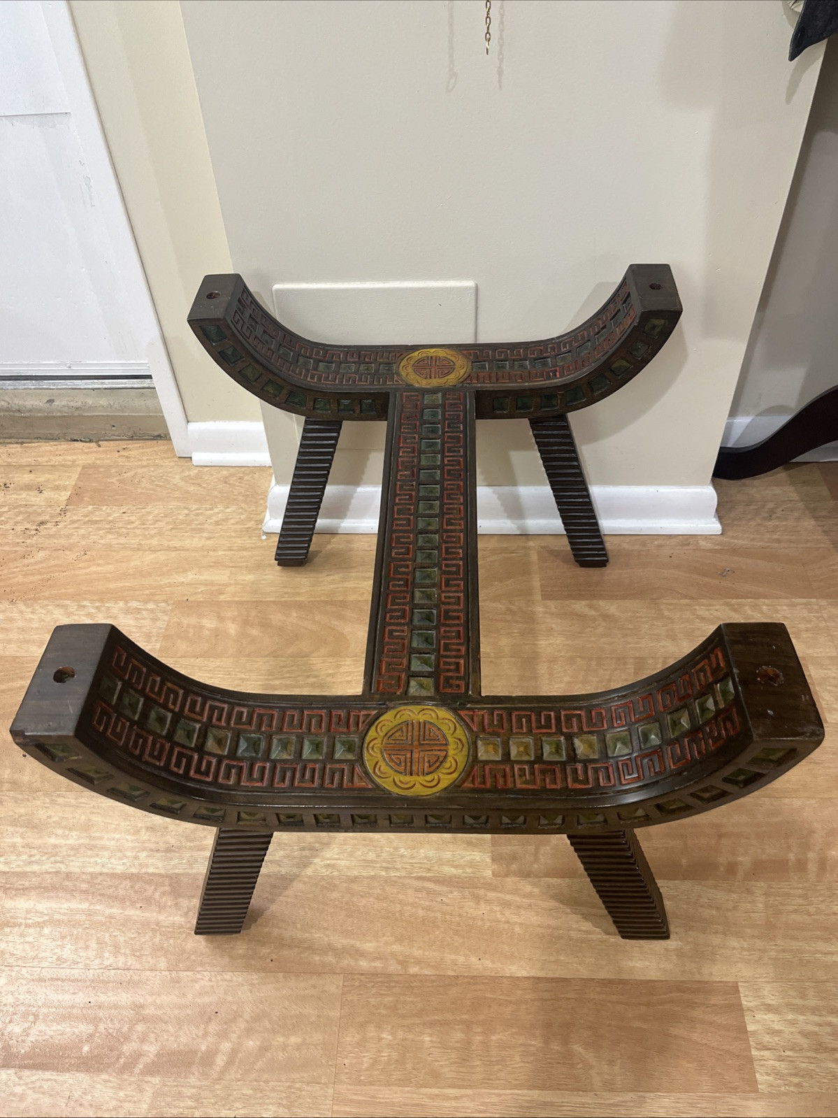 Unique Chinese Asian Carved Wood Coffee Table / Side Table Without The Glass VTG