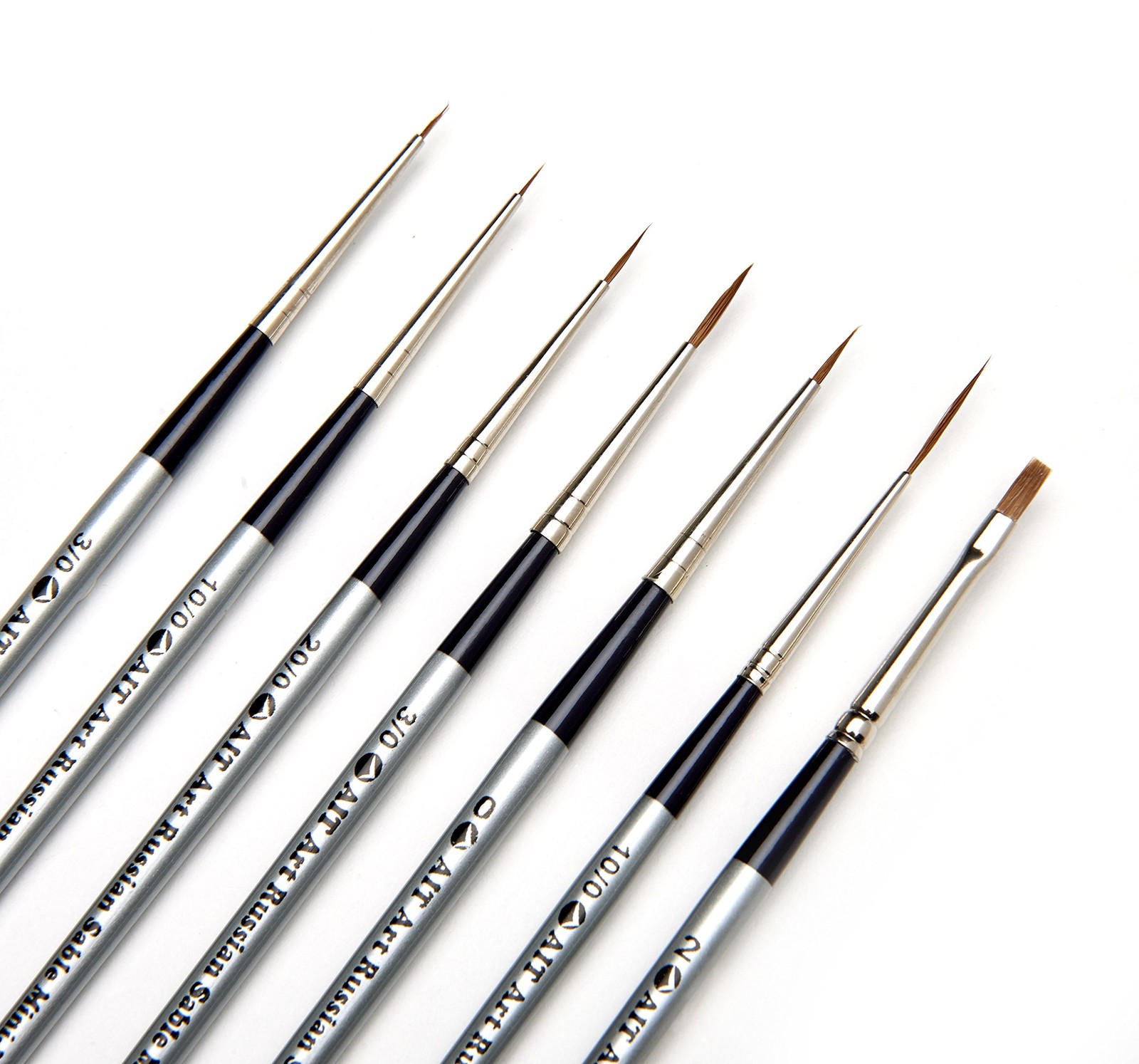 Red Sable Detail Brush Set, 7 Handmade Russian Sable Paint Brushes for Art