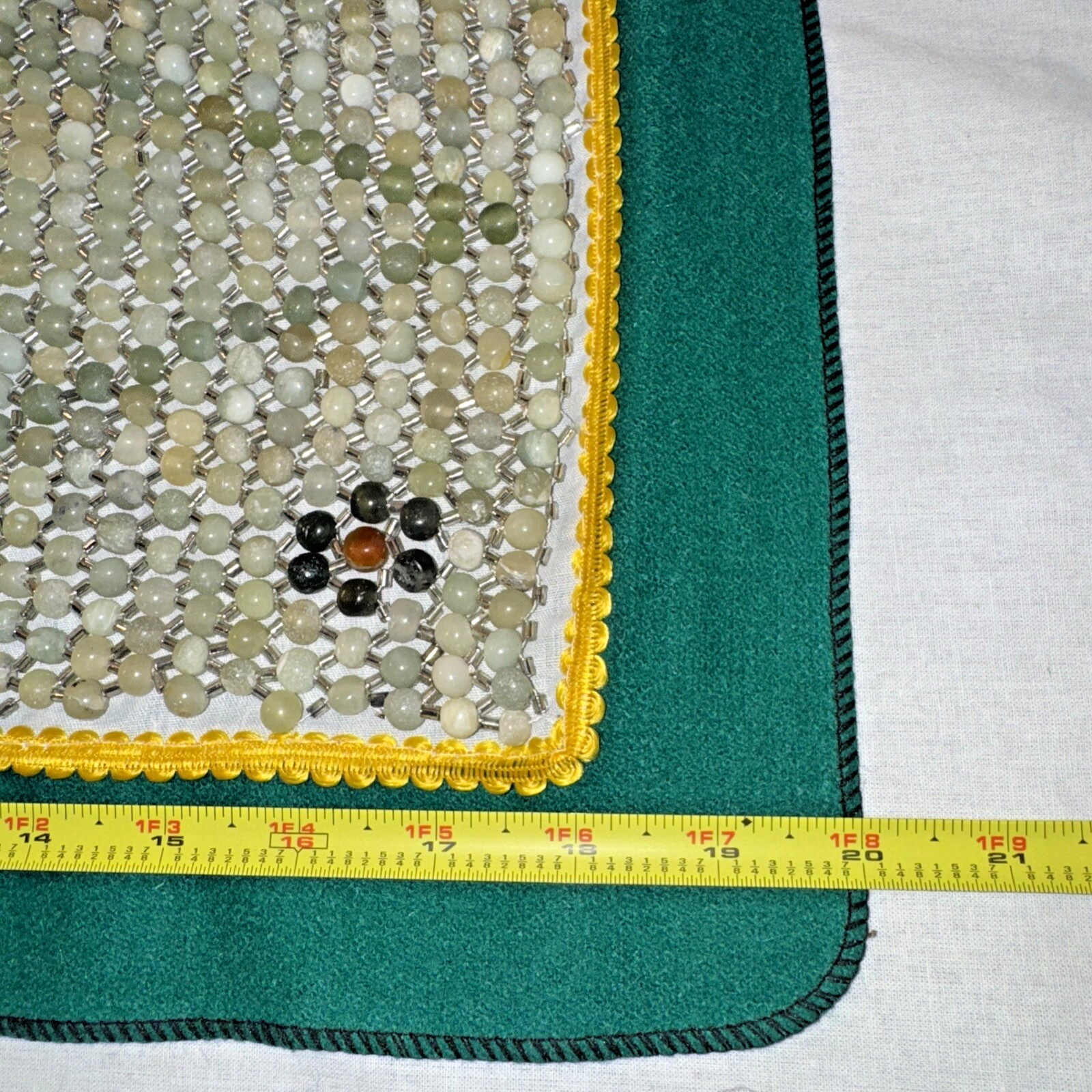Vintage Healing Jade Crystal Stone 1035 Beads Chinese Pillow 20″ x 12″ 1Lb 10oz