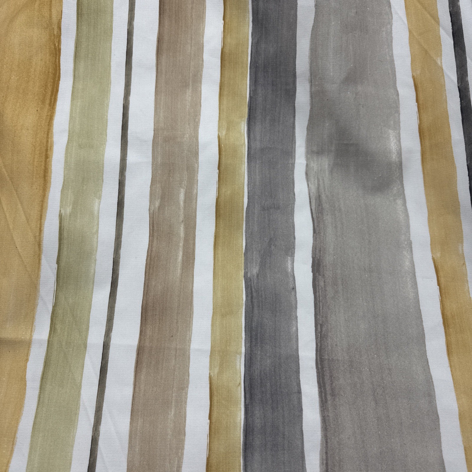Gray Yellow Green Tan White Stripe Decor Fabric BTY #59