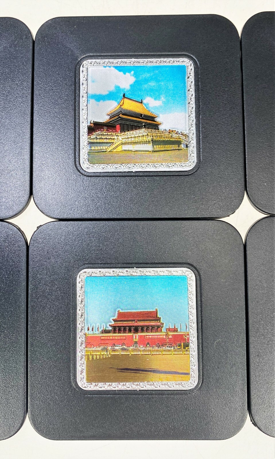 6 Square Drink Coasters‌‌‌ ‌Black 3.5”x3.5” Souvenir China Oriental Asian