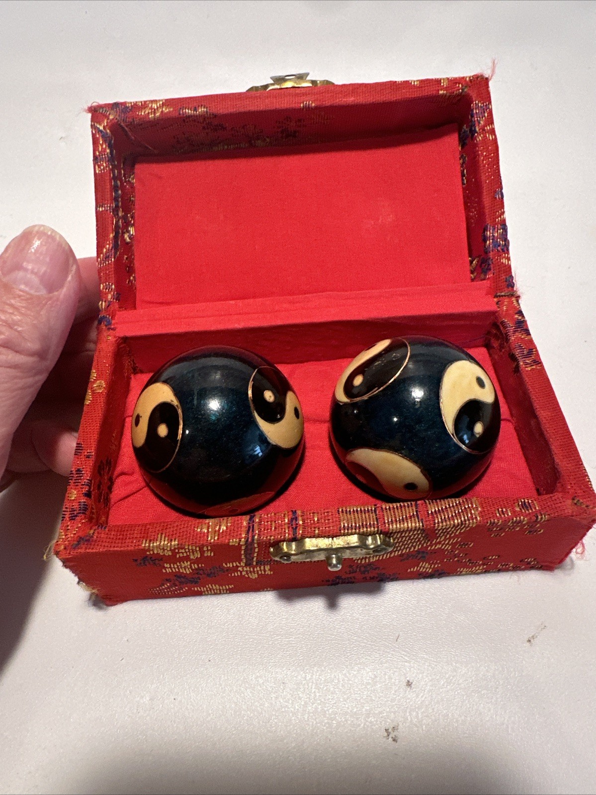 VTG 1990s Lotus Pond Healthy Ball Meditation Ben Wa Cloisonné Dragon & Phoenix