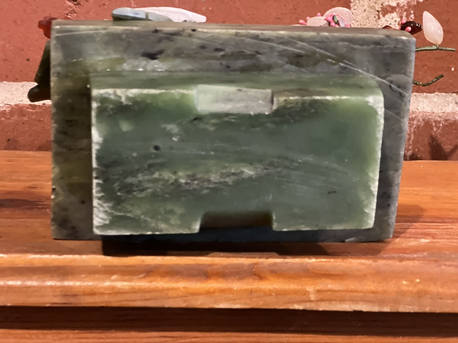 Vintage Chinese Jade Stone Glass Bonsai Mineral Tree Multi Color 9 x 10″