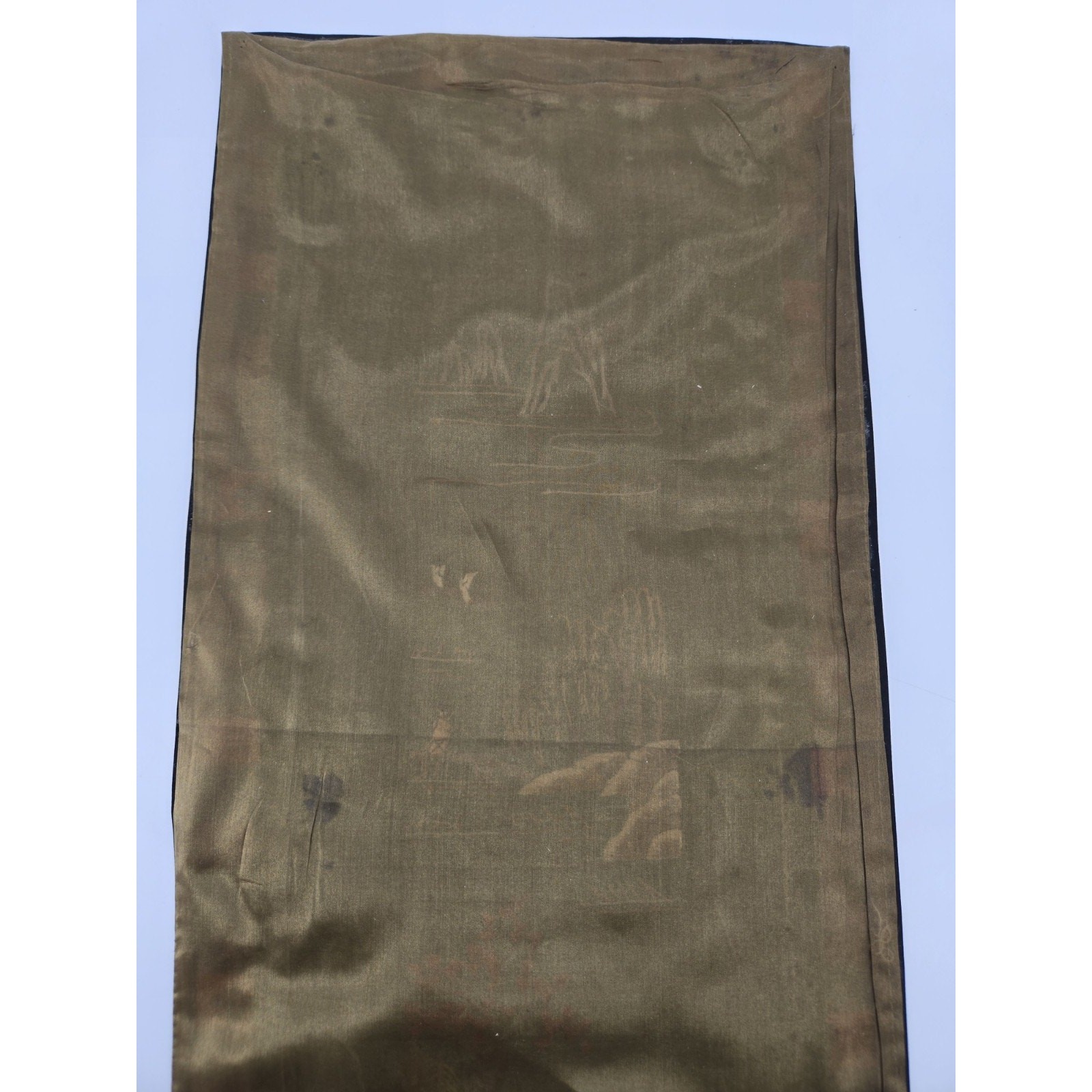 Vintage Chinese Hand Embroidered Silk Pagoda Tapestry Decorative Fabric Panel